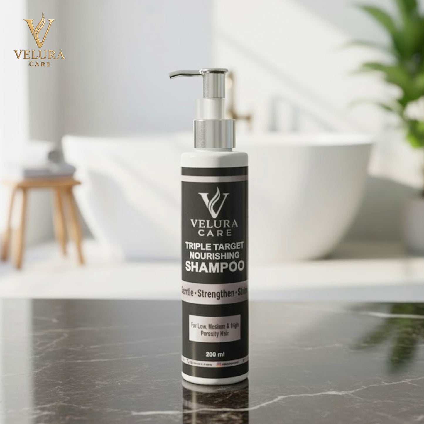 Velura Triple Target Nourishing Shampoo 200ml | Gentle Strengthening Shampoo for All Hair
