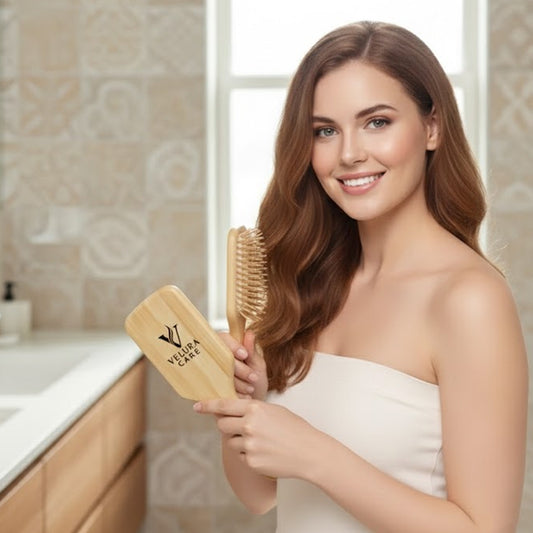 Velura Wooden Hair Brush | Gentle Detangling & Scalp Massage Brush for All Hair Types