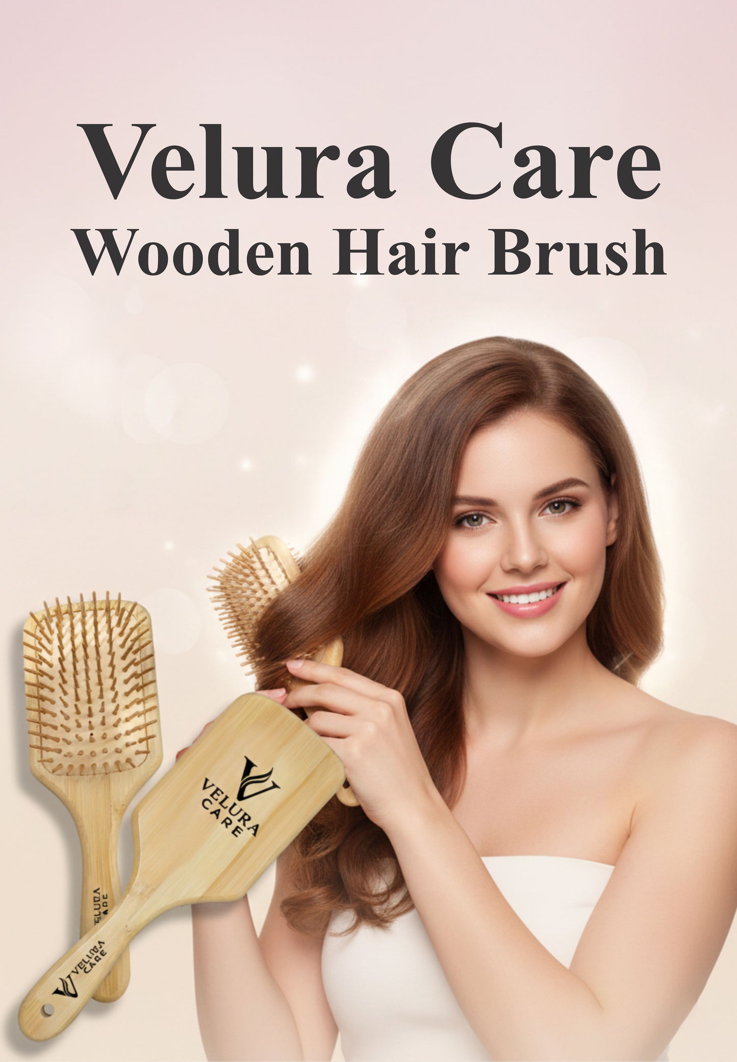 Velura Wooden Hair Brush | Gentle Detangling & Scalp Massage Brush for All Hair Types